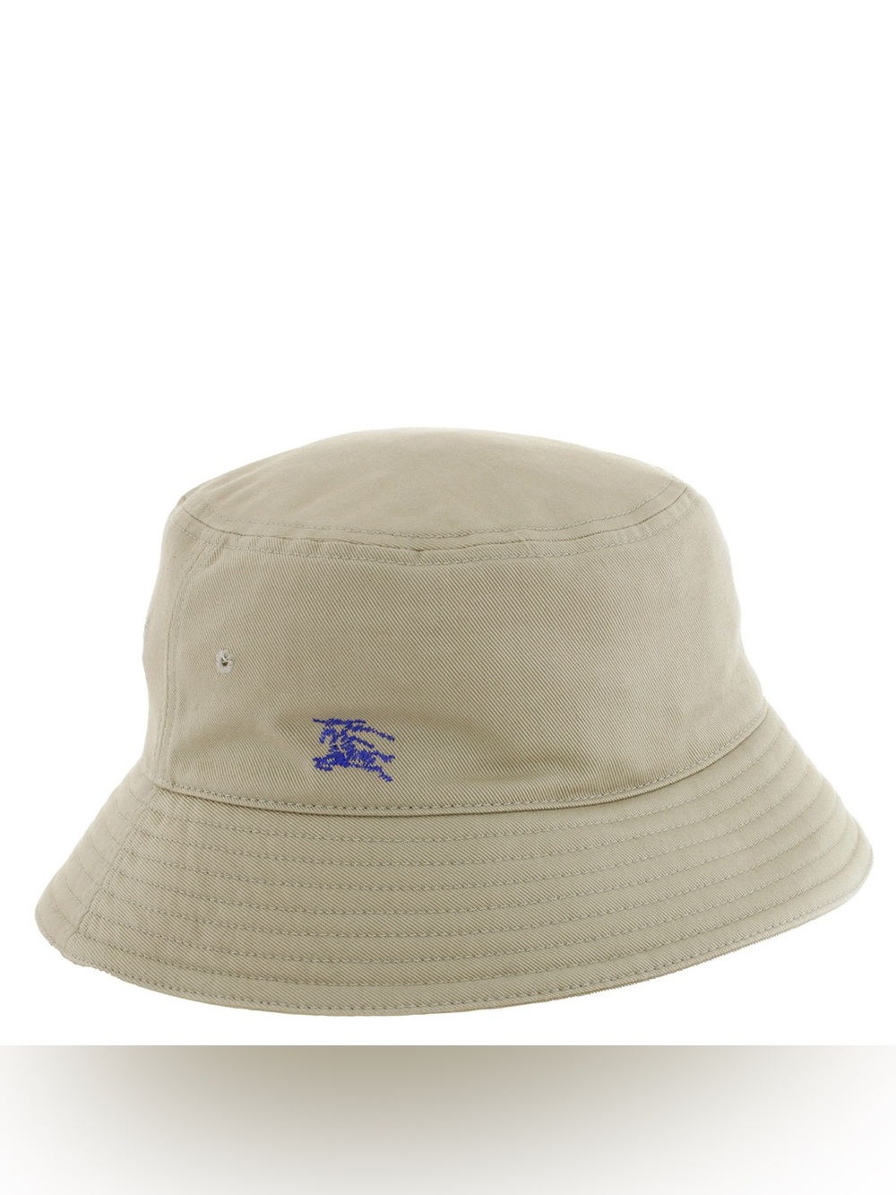 Burberry Khaki Unisex Bucket Hat with Blue Logo Embroidery, S NWT